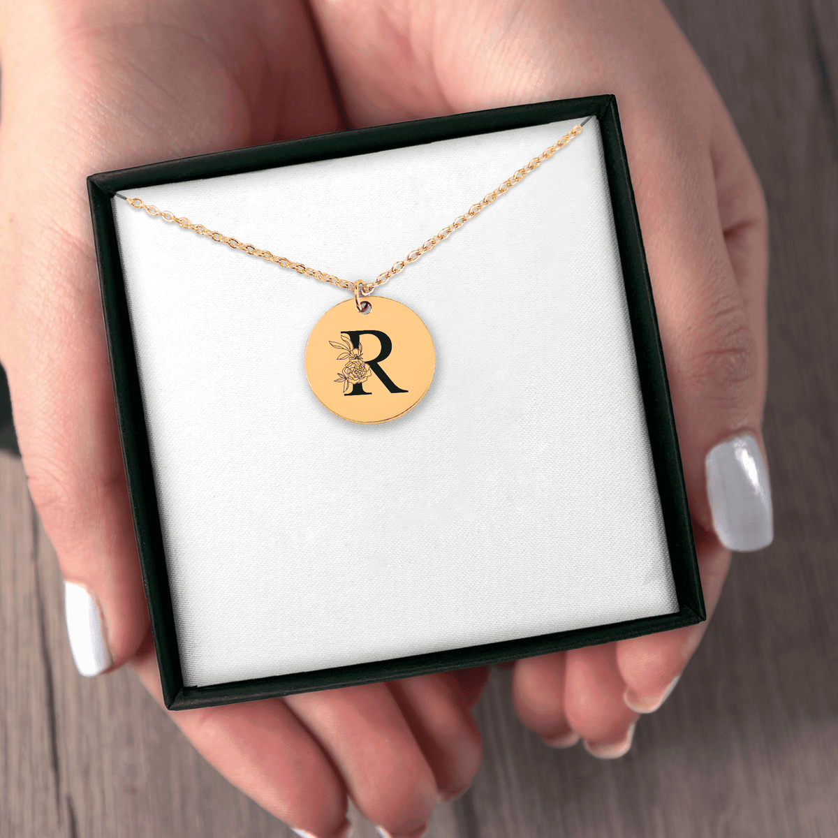 Collier Initiale Florale R Personnalisé