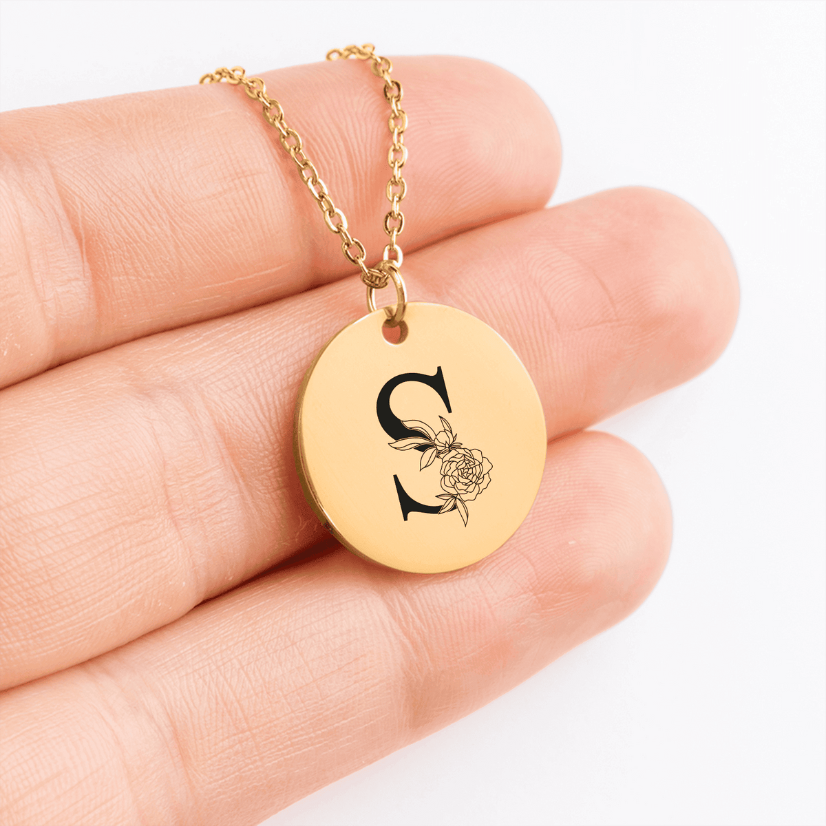 Collier Initiale Florale S Personnalisé