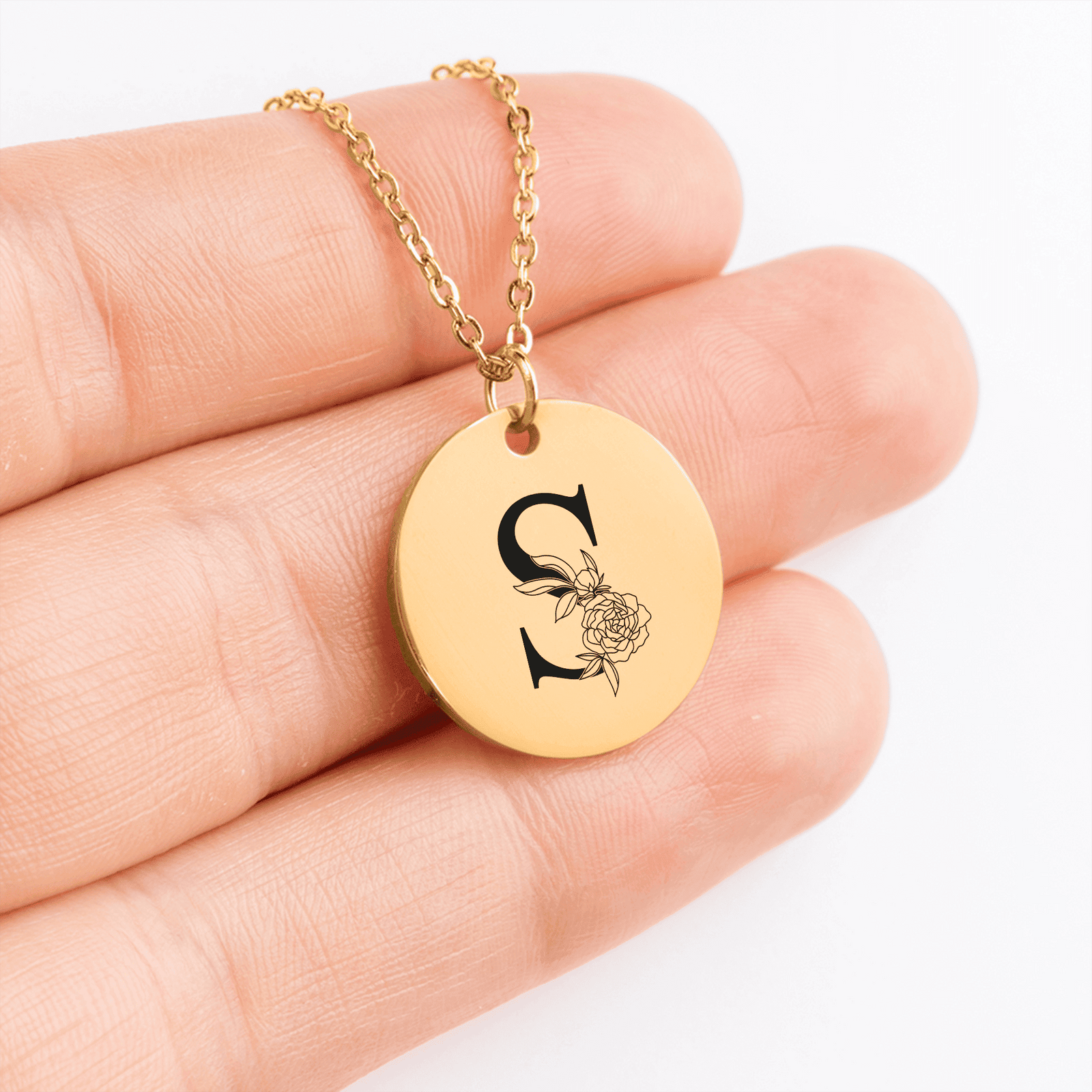 Collier Initiale Florale S Personnalisé