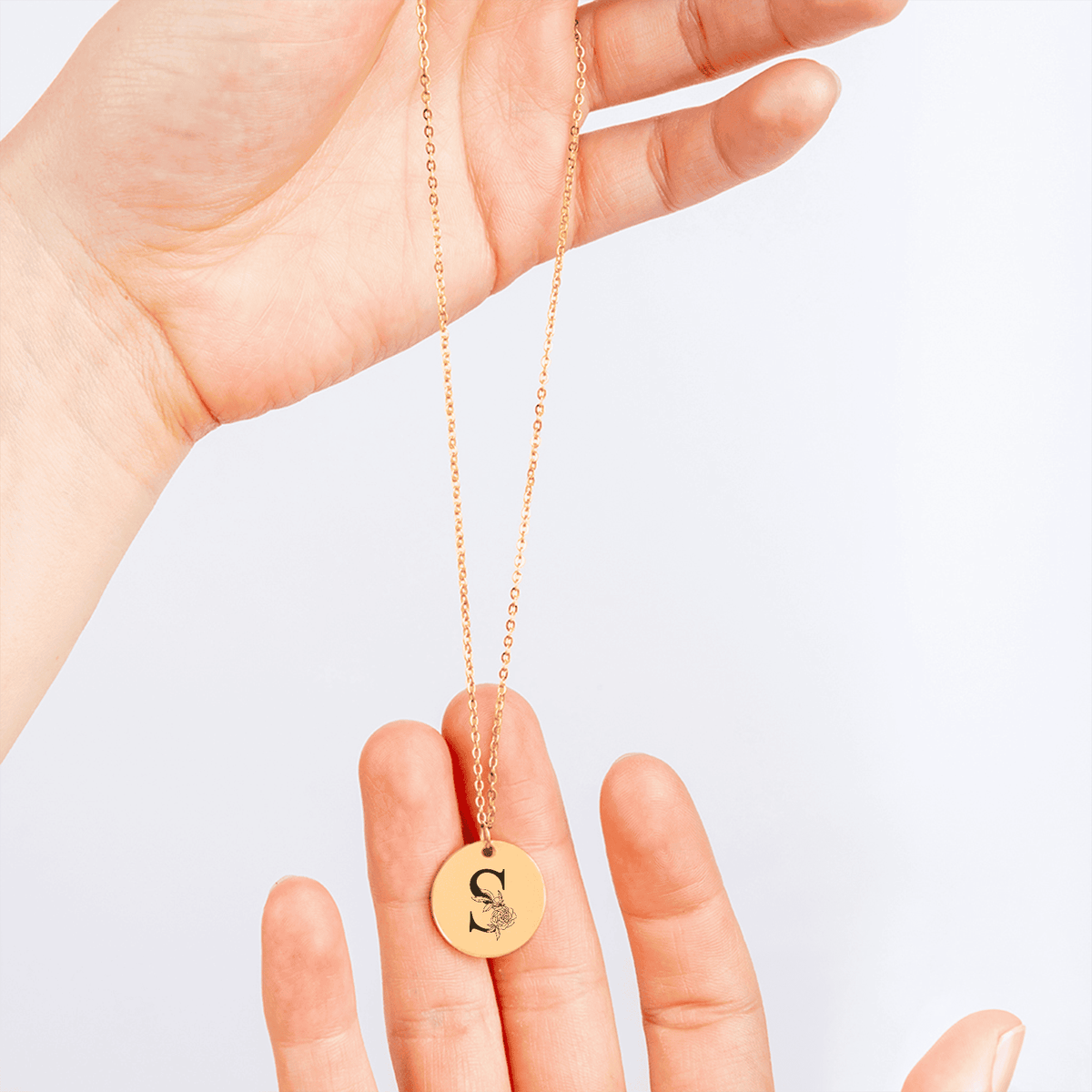 Collier Initiale Florale S Personnalisé