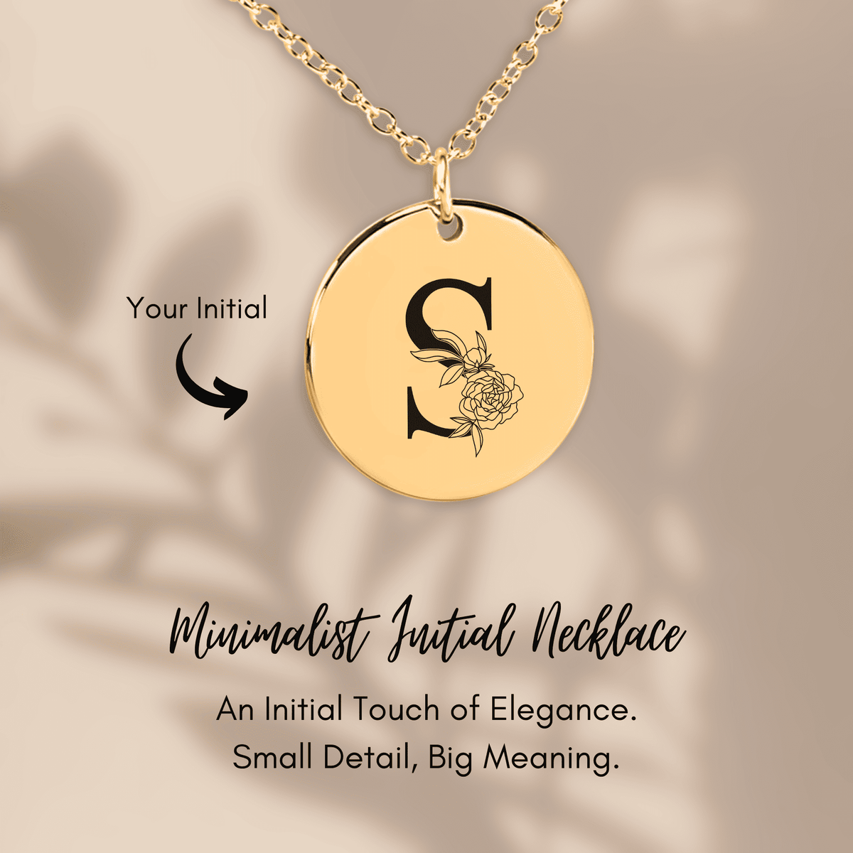 Collier Initiale Florale S Personnalisé