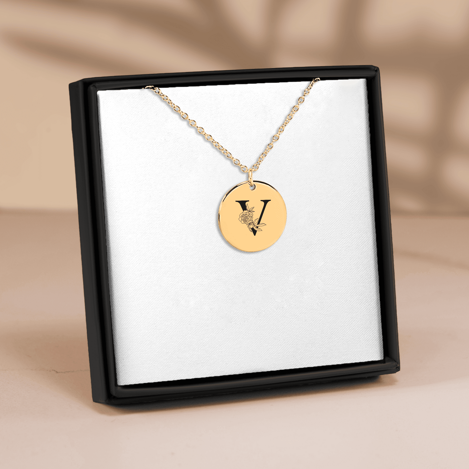Collier Initiale Florale V Personnalisé