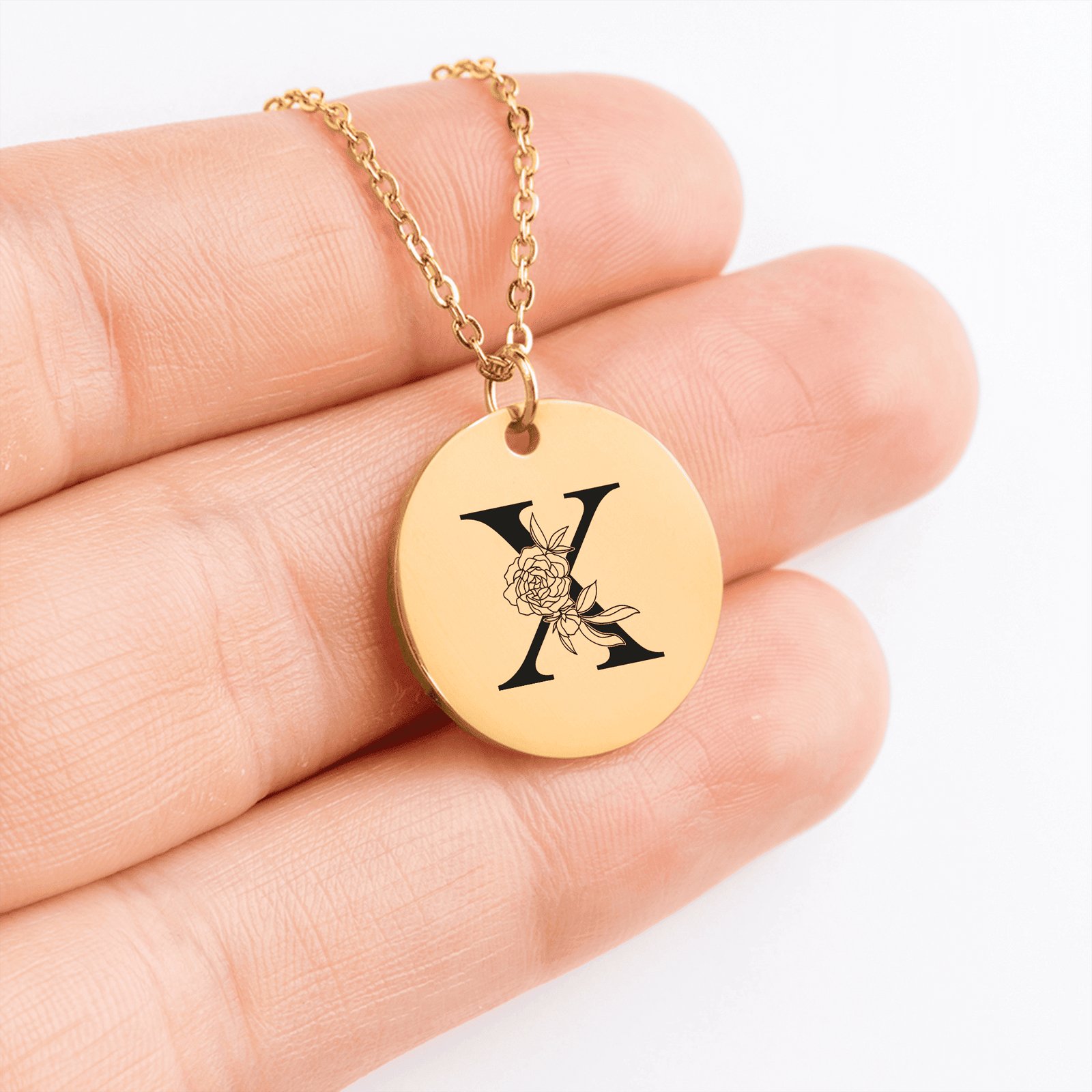 Collier Initiale Florale X Personnalisé