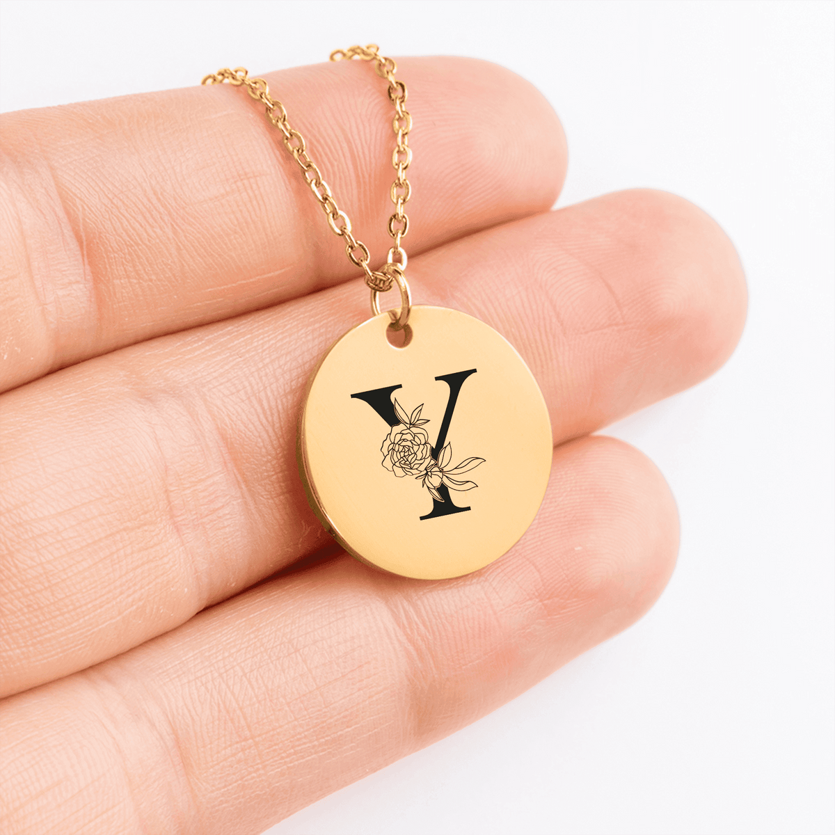 Collier Initiale Florale Y Personnalisé