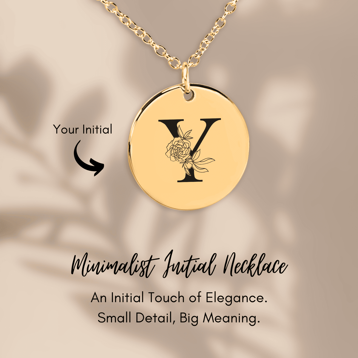 Collier Initiale Florale Y Personnalisé