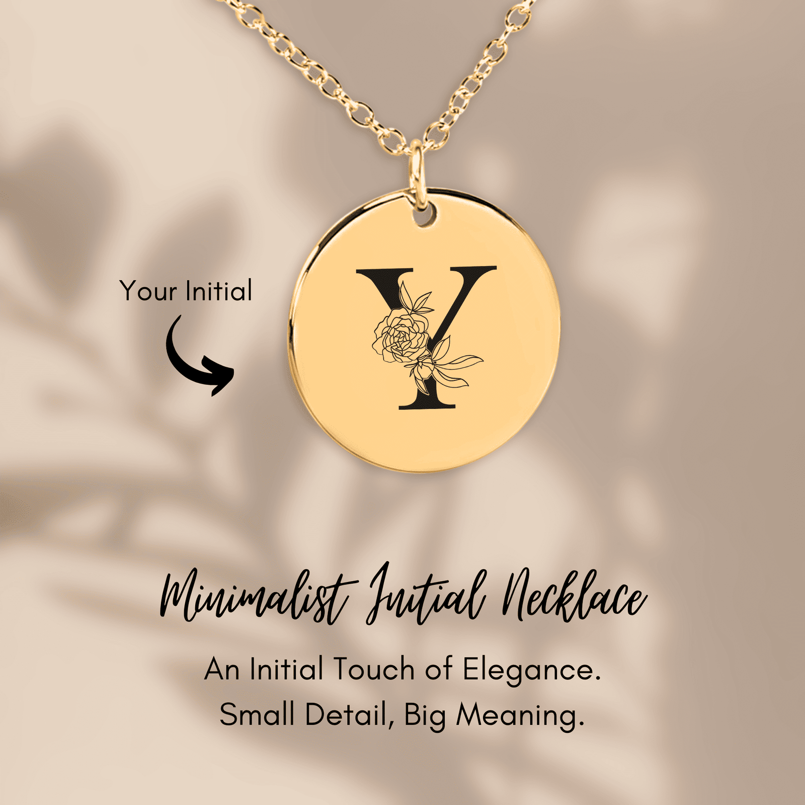 Collier Initiale Florale Y Personnalisé
