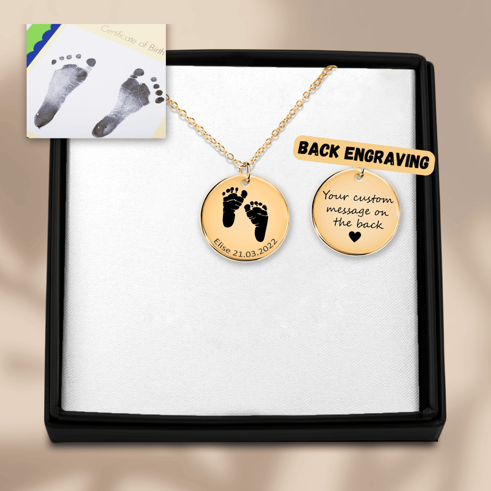 Collier Empreinte de Pied Réelle Gravée