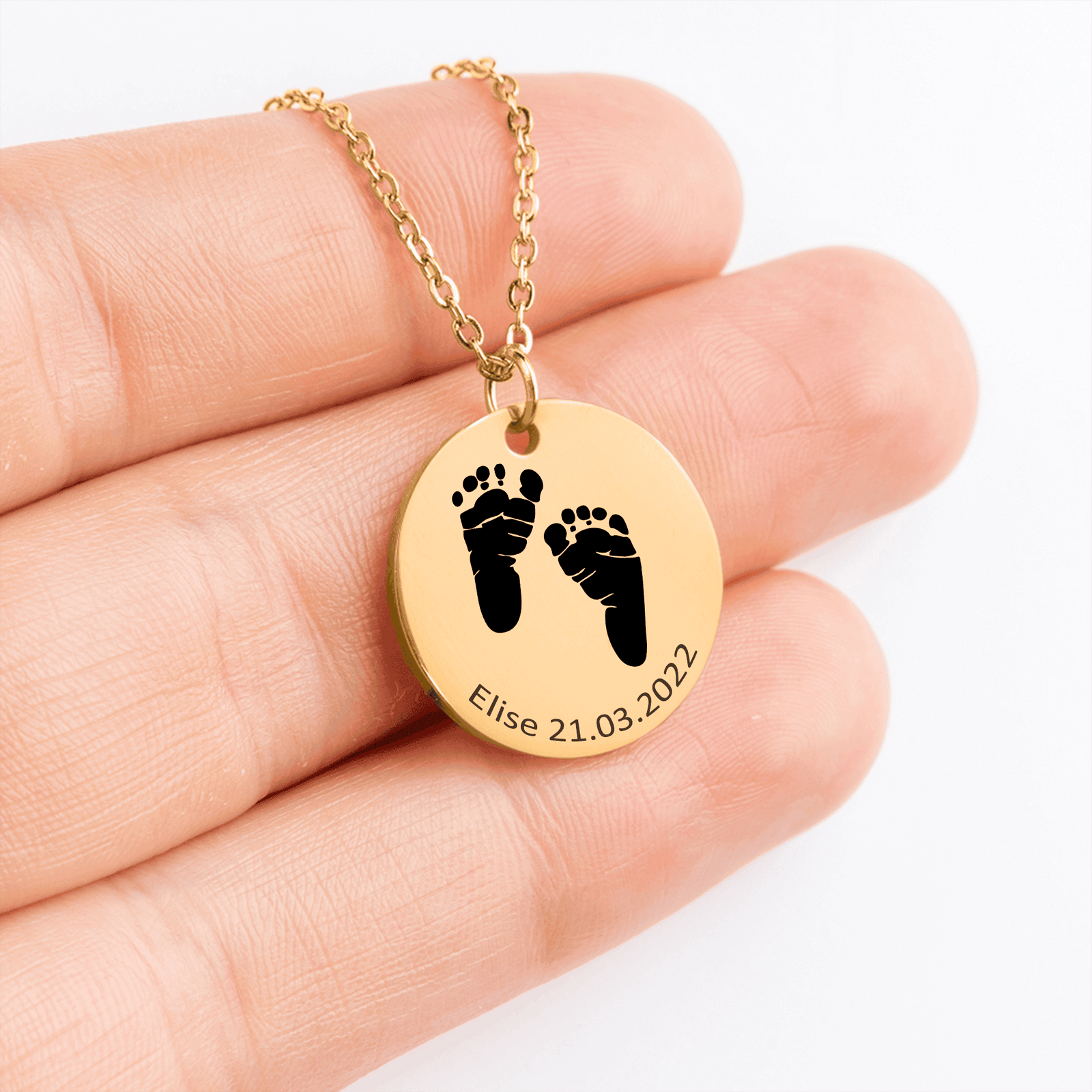 Collier Empreinte de Pied Réelle Gravée