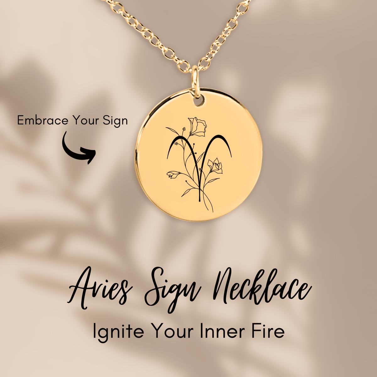 Collier Médaille Florale Signe Astrologique Bélier