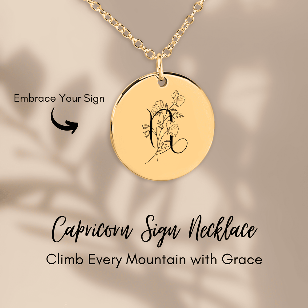 Collier Médaille Florale Signe Astrologique Capricorne