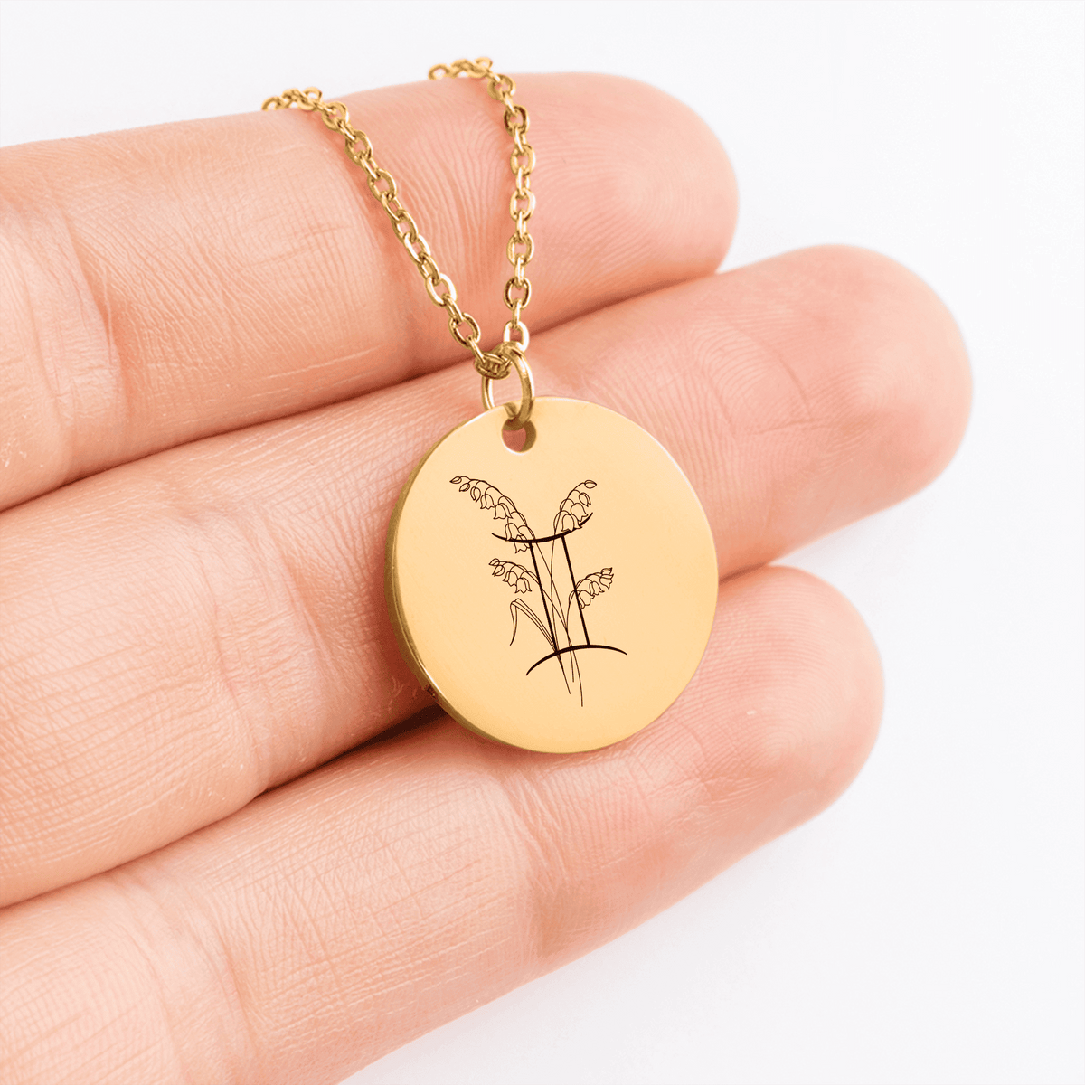 Collier Médaille Florale Signe Astrologique Gémeaux