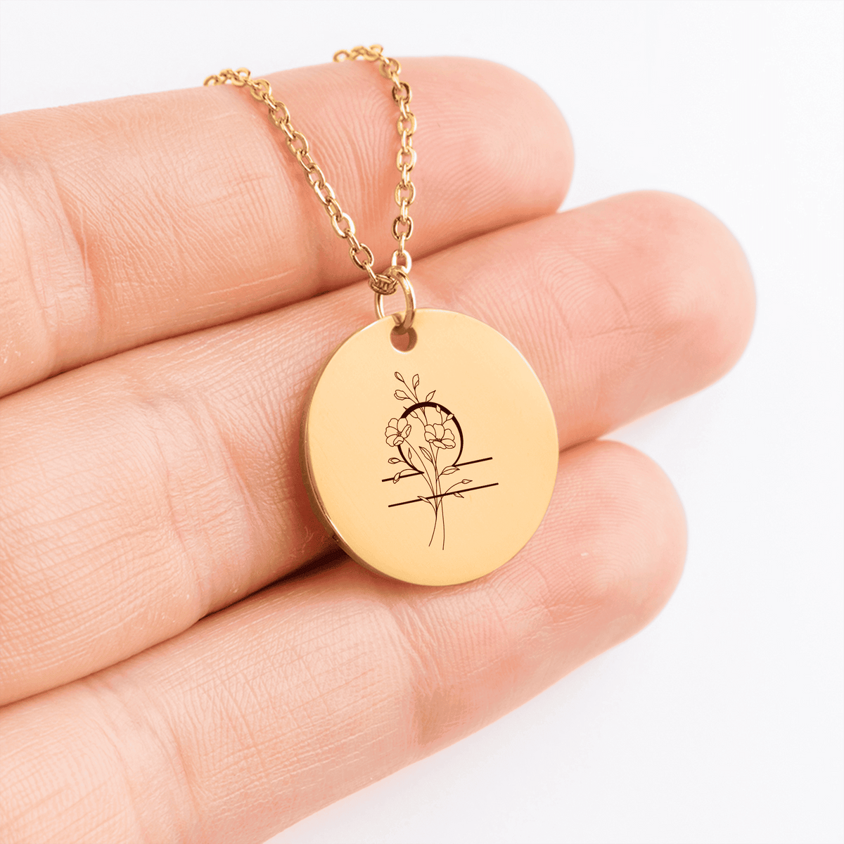 Collier Médaille Florale Signe Astrologique Balance