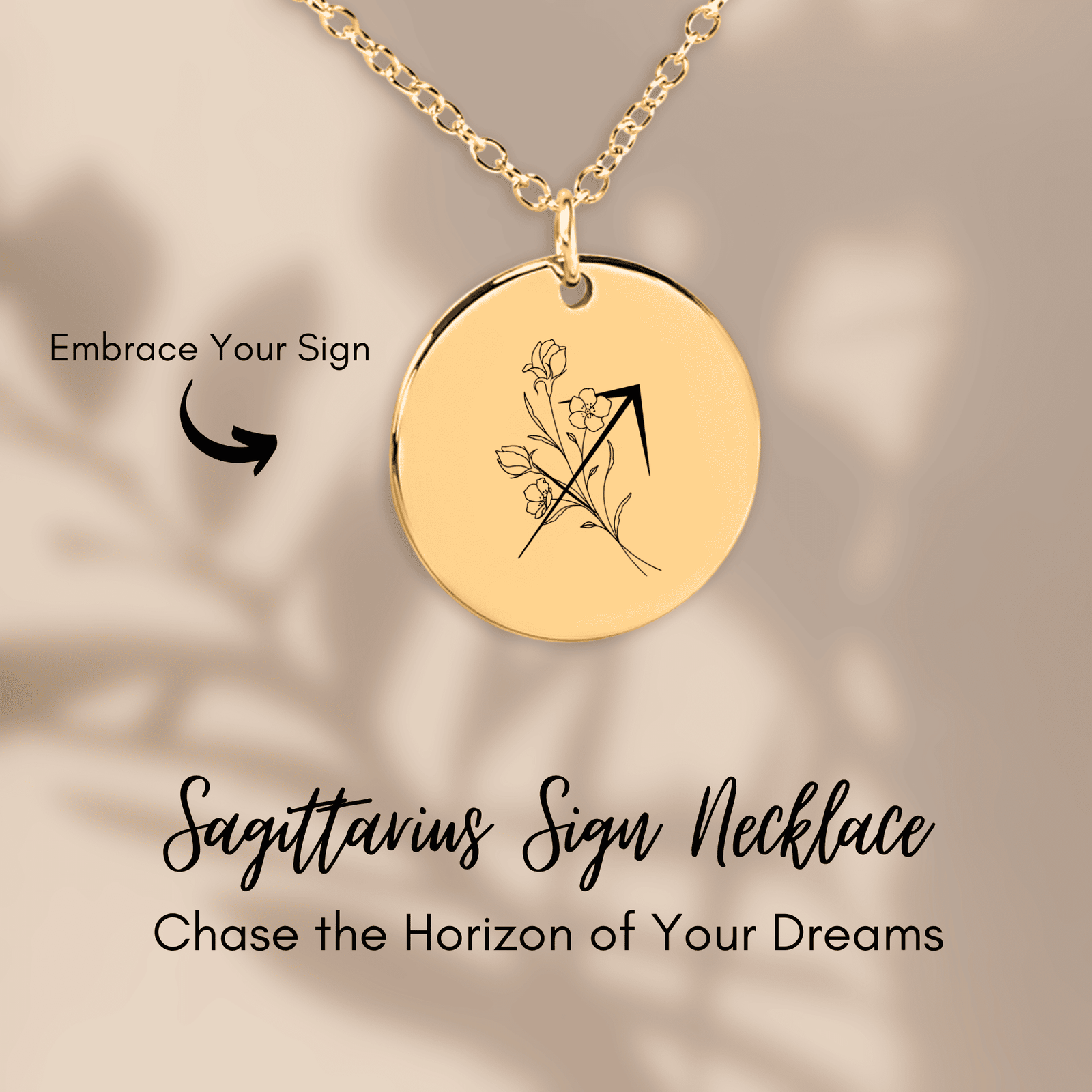Collier Médaille Florale Signe Astrologique Sagittaire