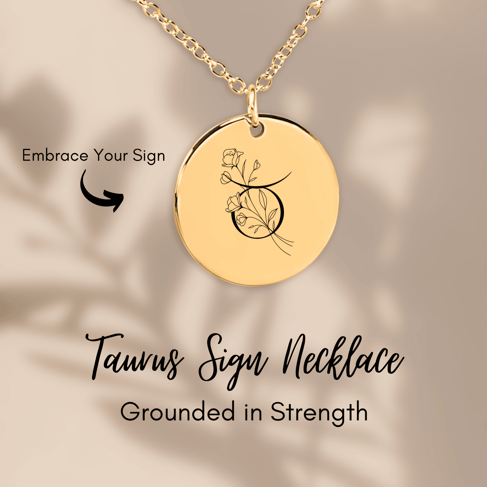 Collier Médaille Florale Signe Astrologique Taureau