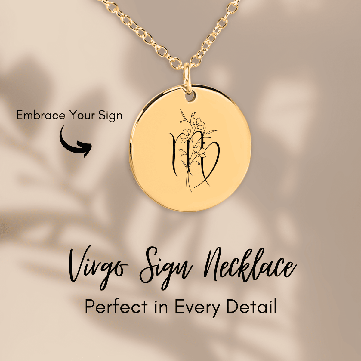 Collier Médaille Florale Signe Astrologique Vierge