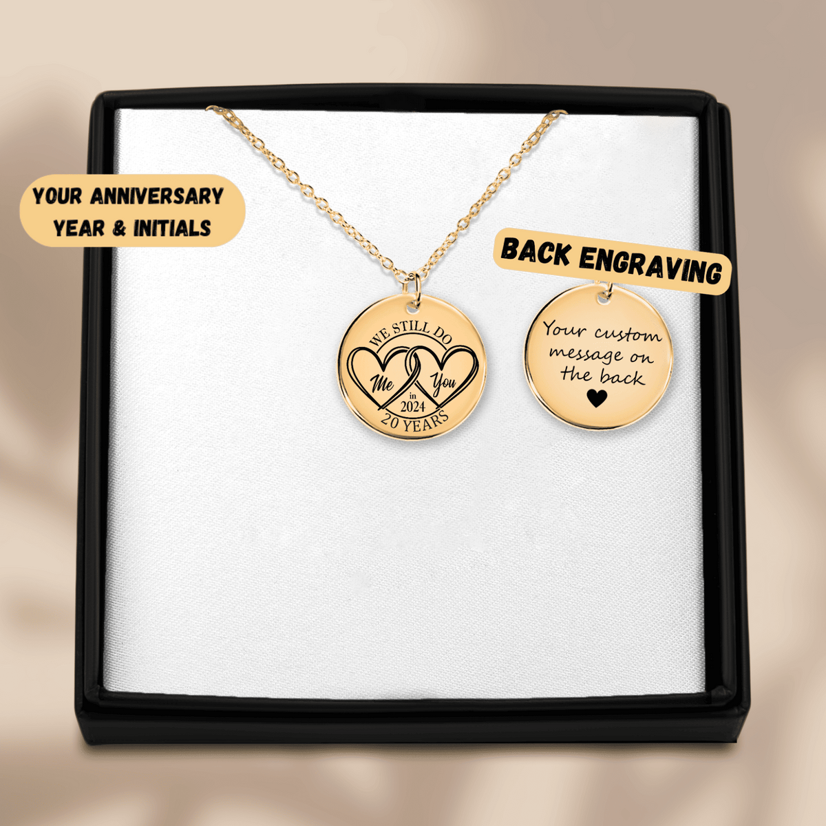 Collier Médaille Anniversaire de Mariage 20 ans (noces de porcelaine)