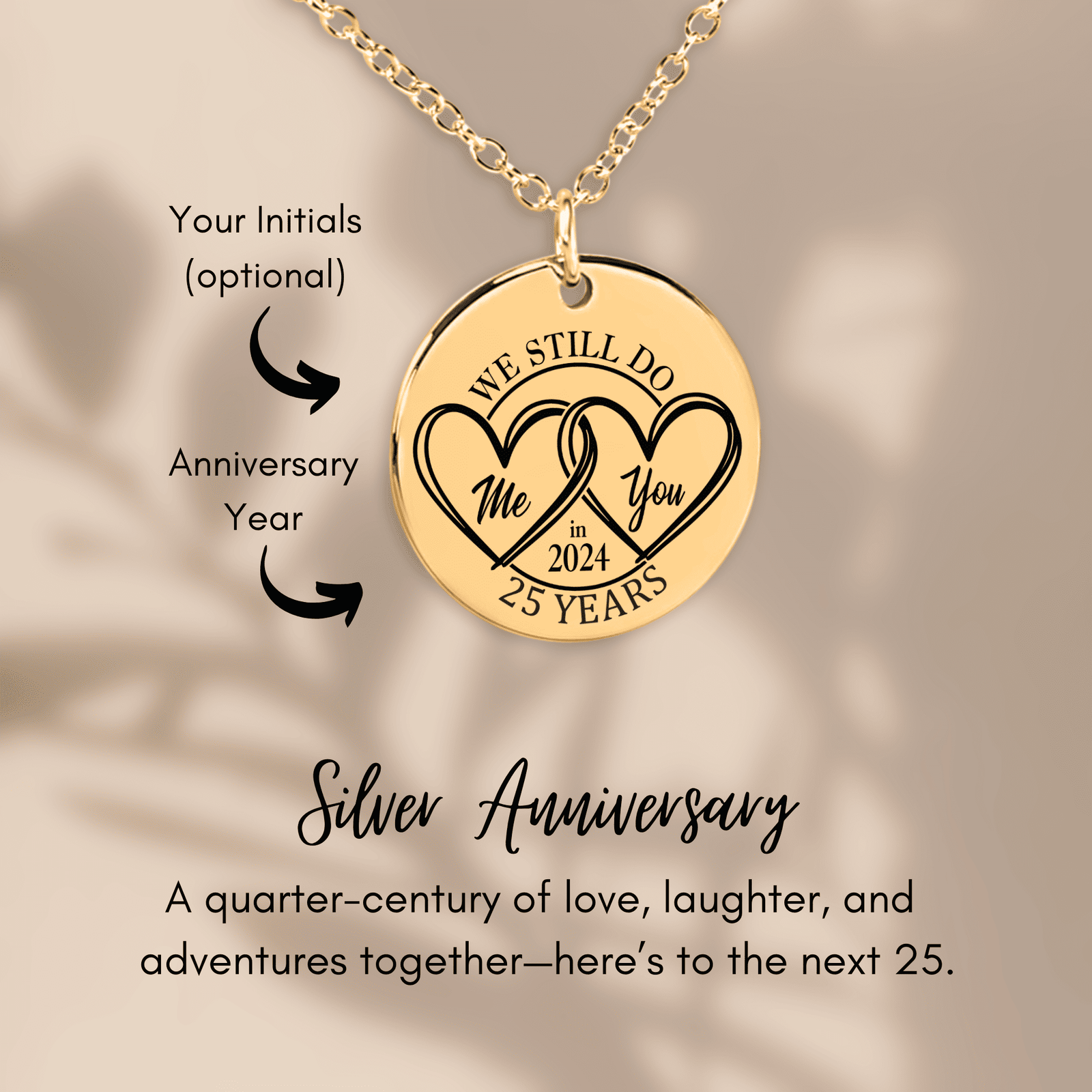 Collier Médaille Anniversaire de Mariage 25 ans