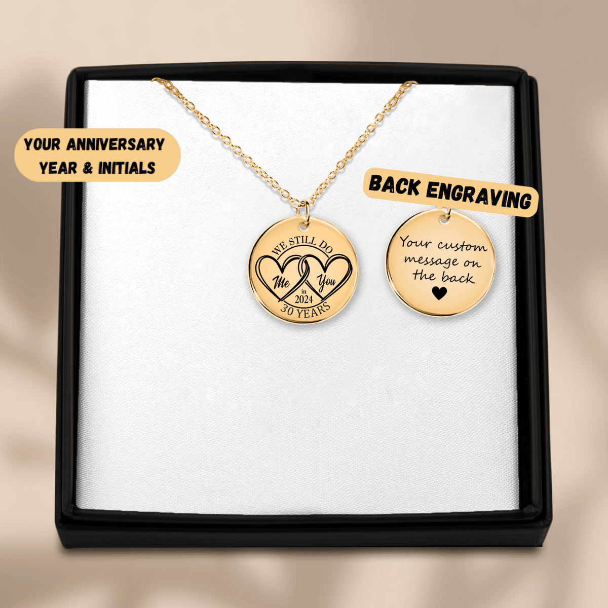 Collier Médaille Anniversaire de Mariage 30 ans (noces de perle)