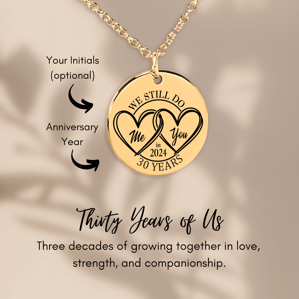 Collier Médaille Anniversaire de Mariage 30 ans (noces de perle)