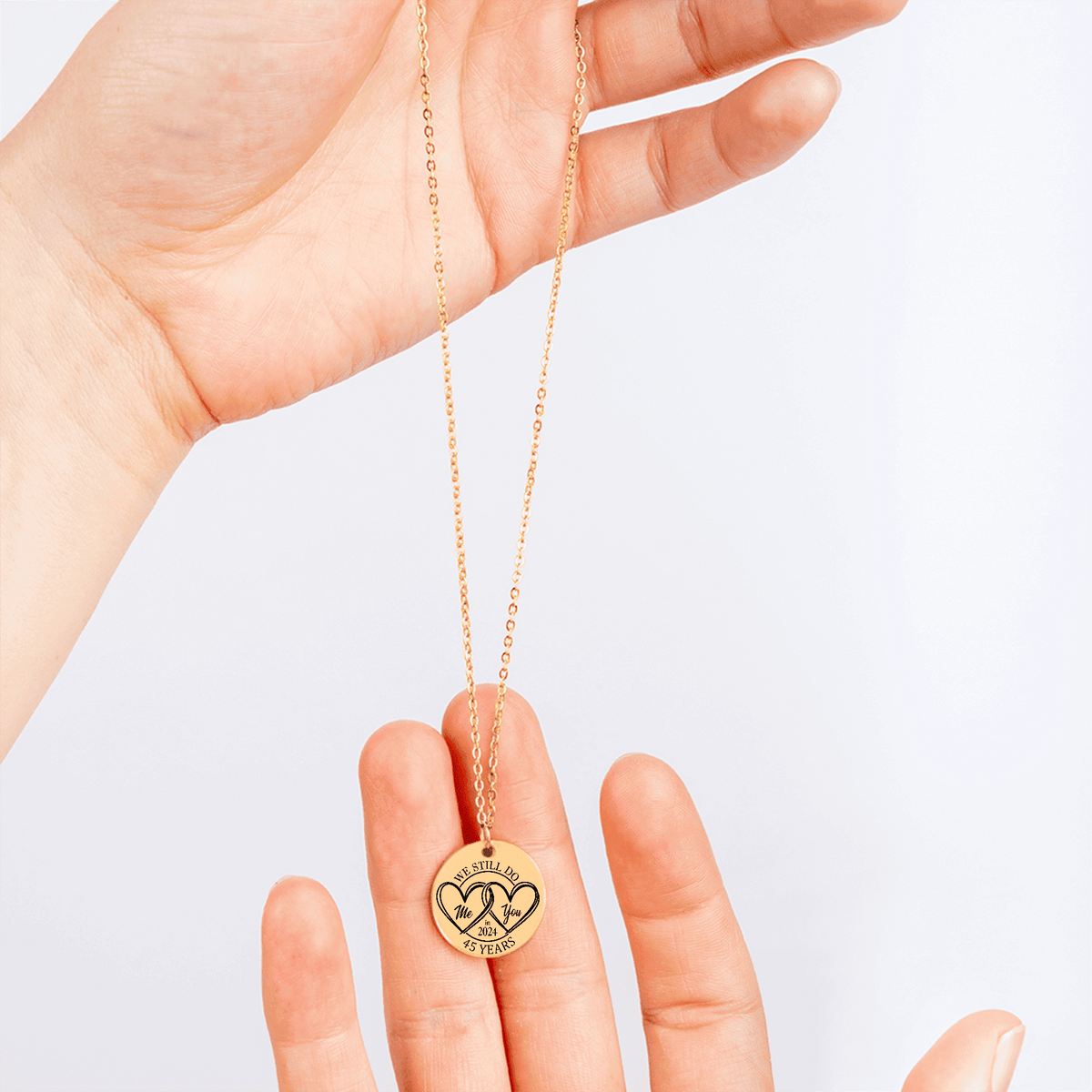 Collier Médaille Anniversaire de Mariage 45 ans (noces de vermeil)