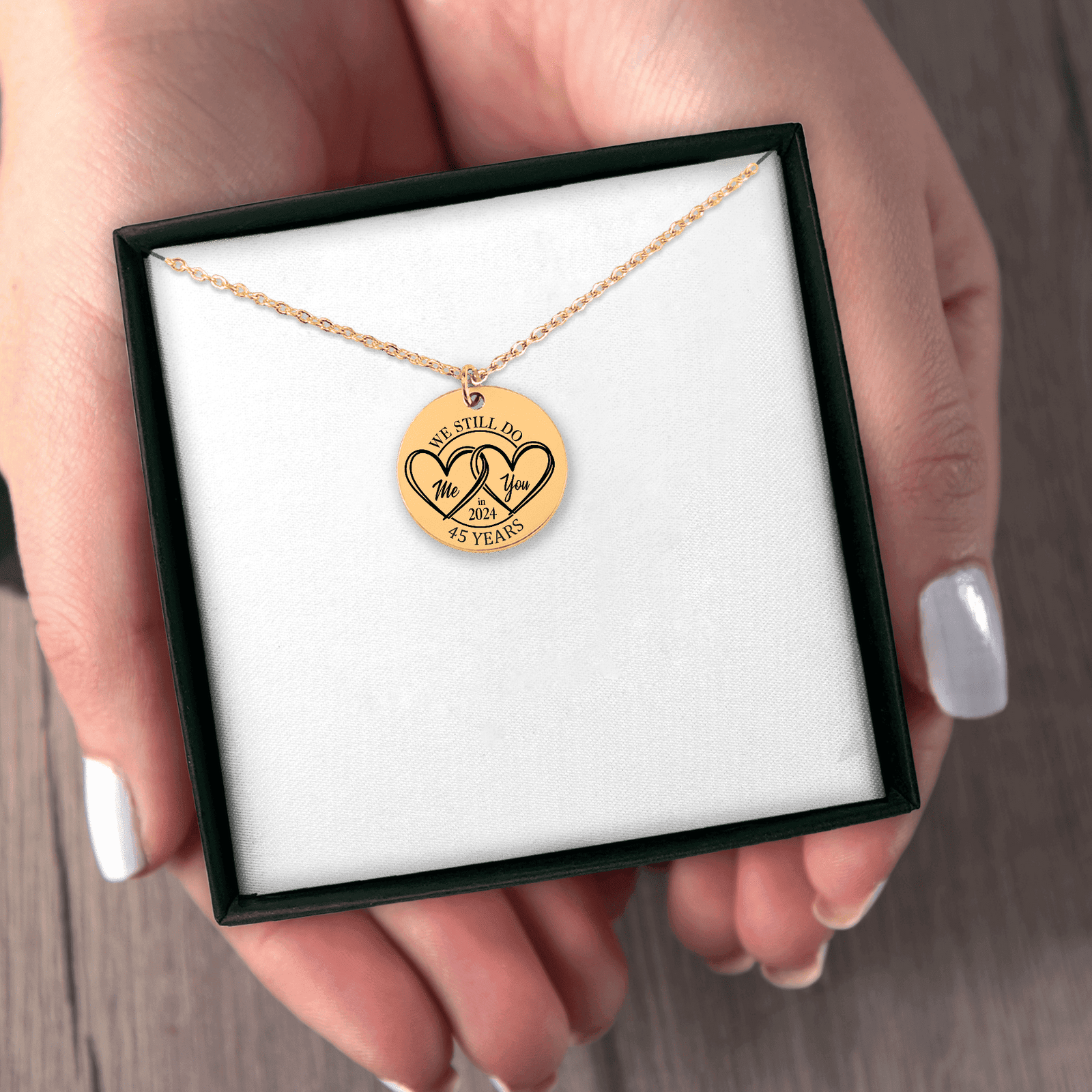 Collier Médaille Anniversaire de Mariage 45 ans (noces de vermeil)
