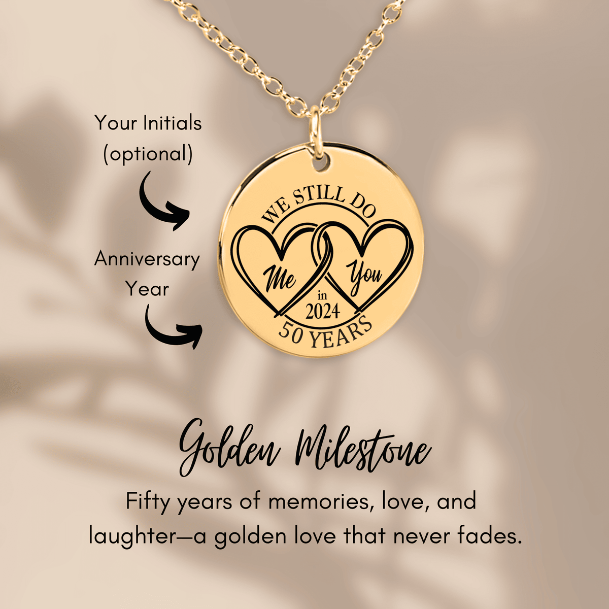 Collier Anniversaire de Mariage 50 ans Personnalisé