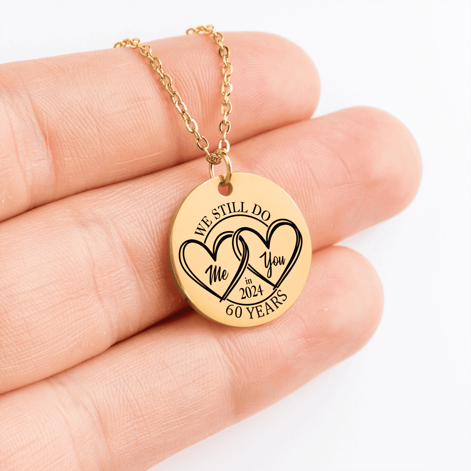 Collier Médaille Anniversaire de Mariage 60 ans (noces de diamant)