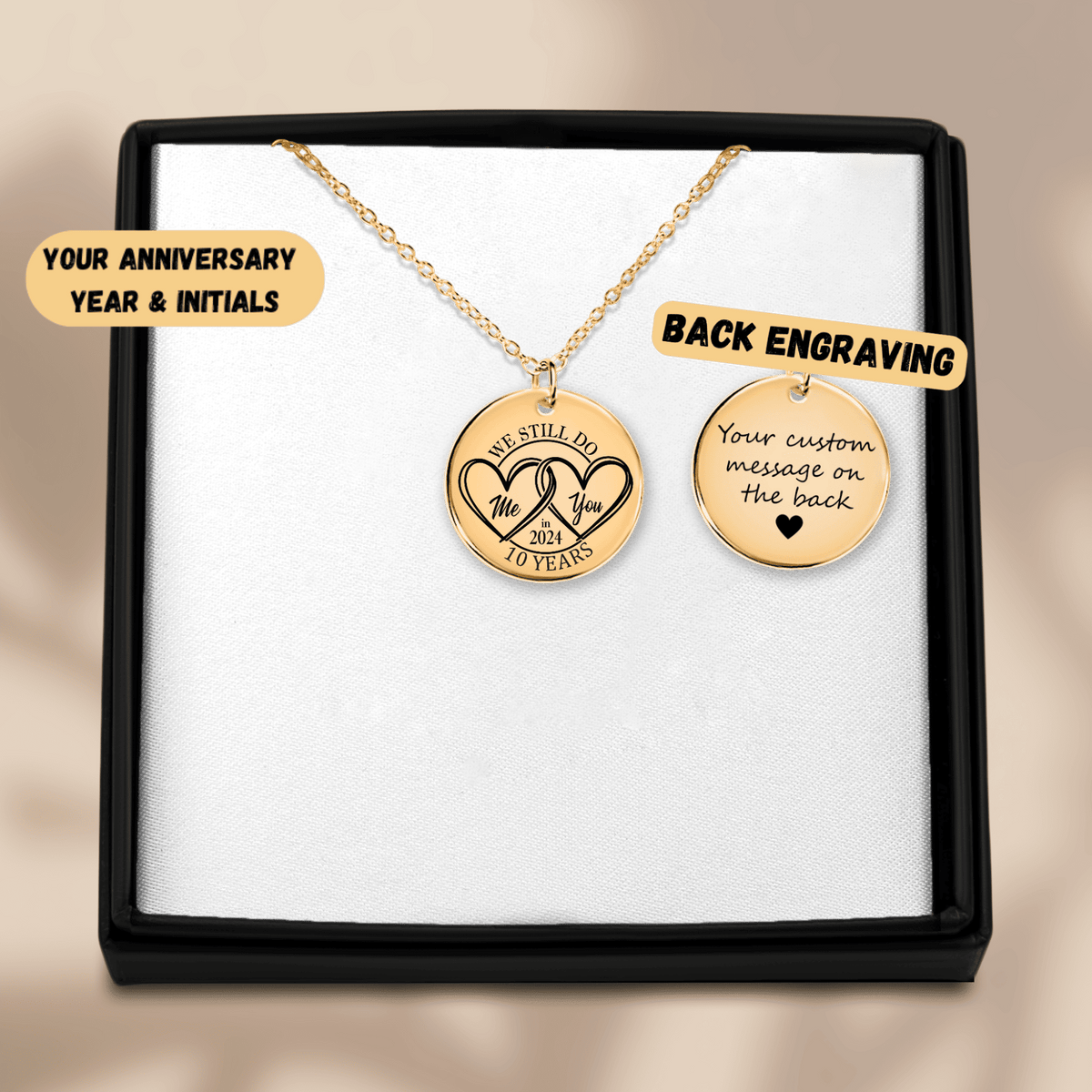 Collier Médaille Anniversaire de Mariage 10 ans (noces d'étain)