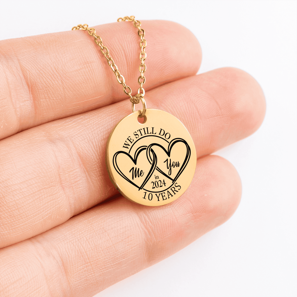 Collier Médaille Anniversaire de Mariage 10 ans (noces d'étain)
