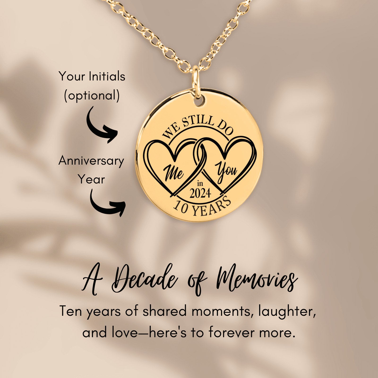 Collier Médaille Anniversaire de Mariage 10 ans (noces d'étain)