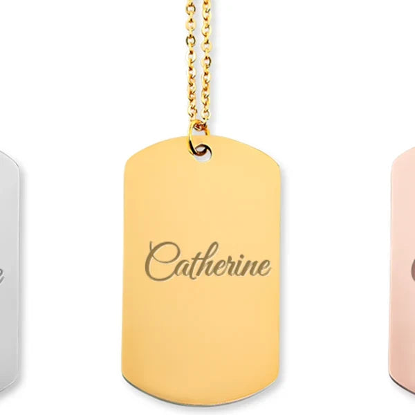 collier prénom Catherine gravé, plaqué or, Atelier Cadée