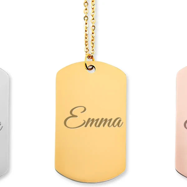 collier prénom Emma gravé, plaqué or, Atelier Cadée