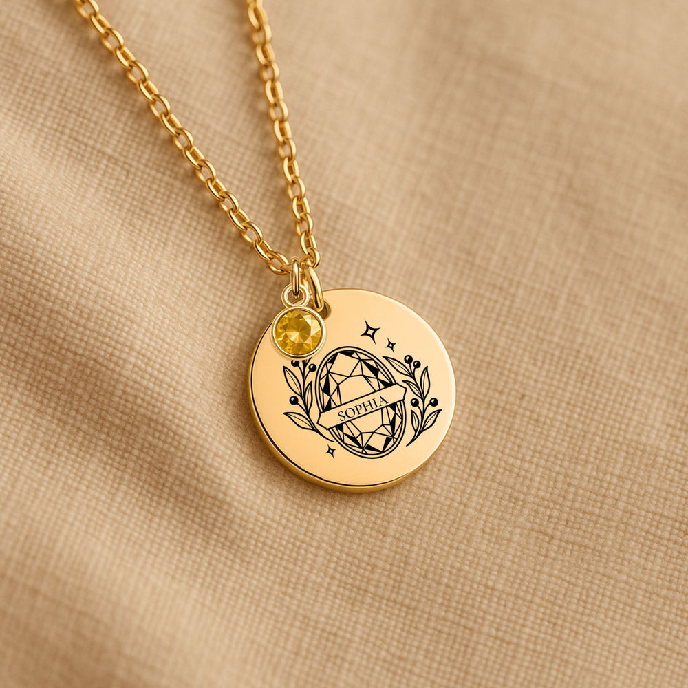 Collier Prénom & Pierre de Naissance Personnalisé