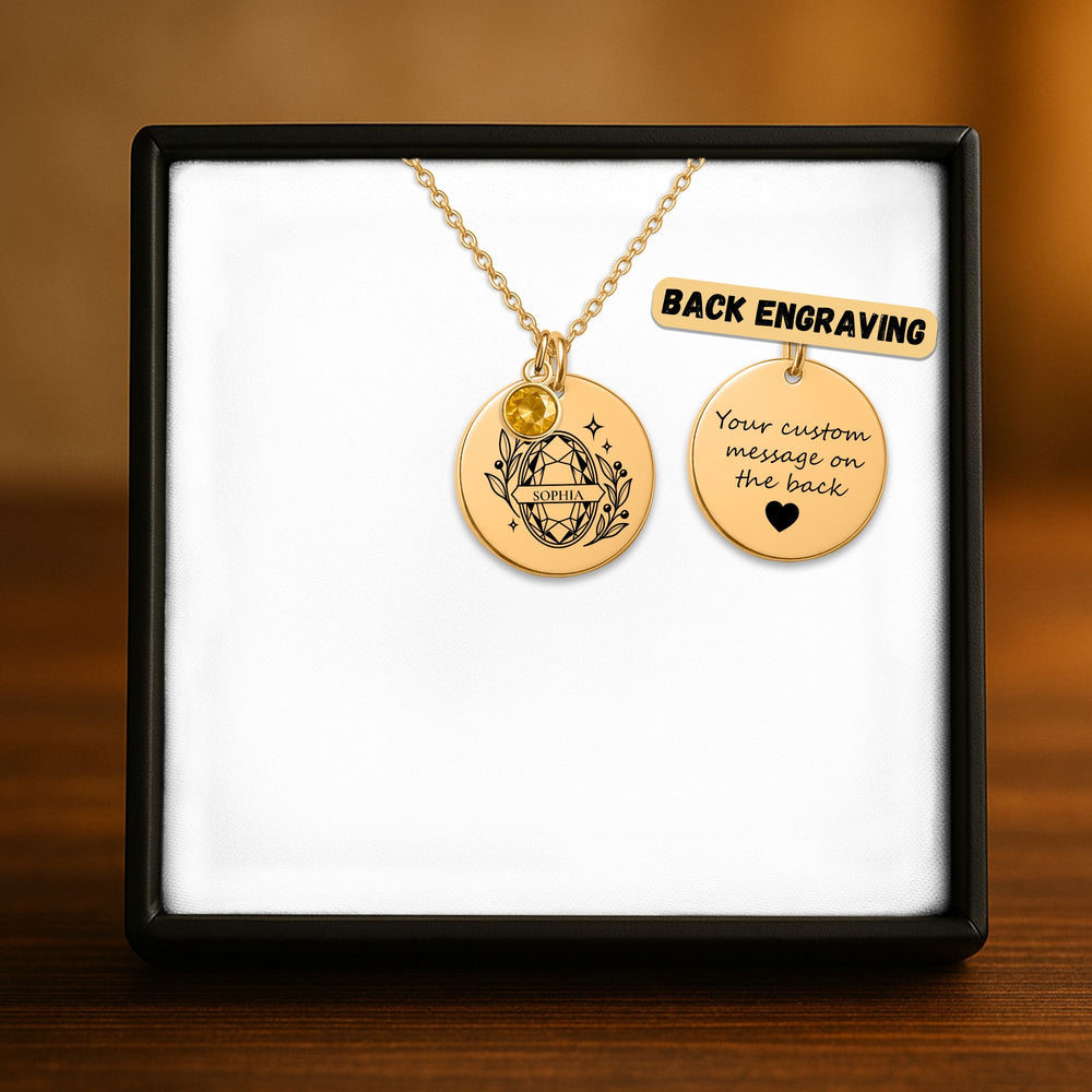 Collier Prénom & Pierre de Naissance Personnalisé