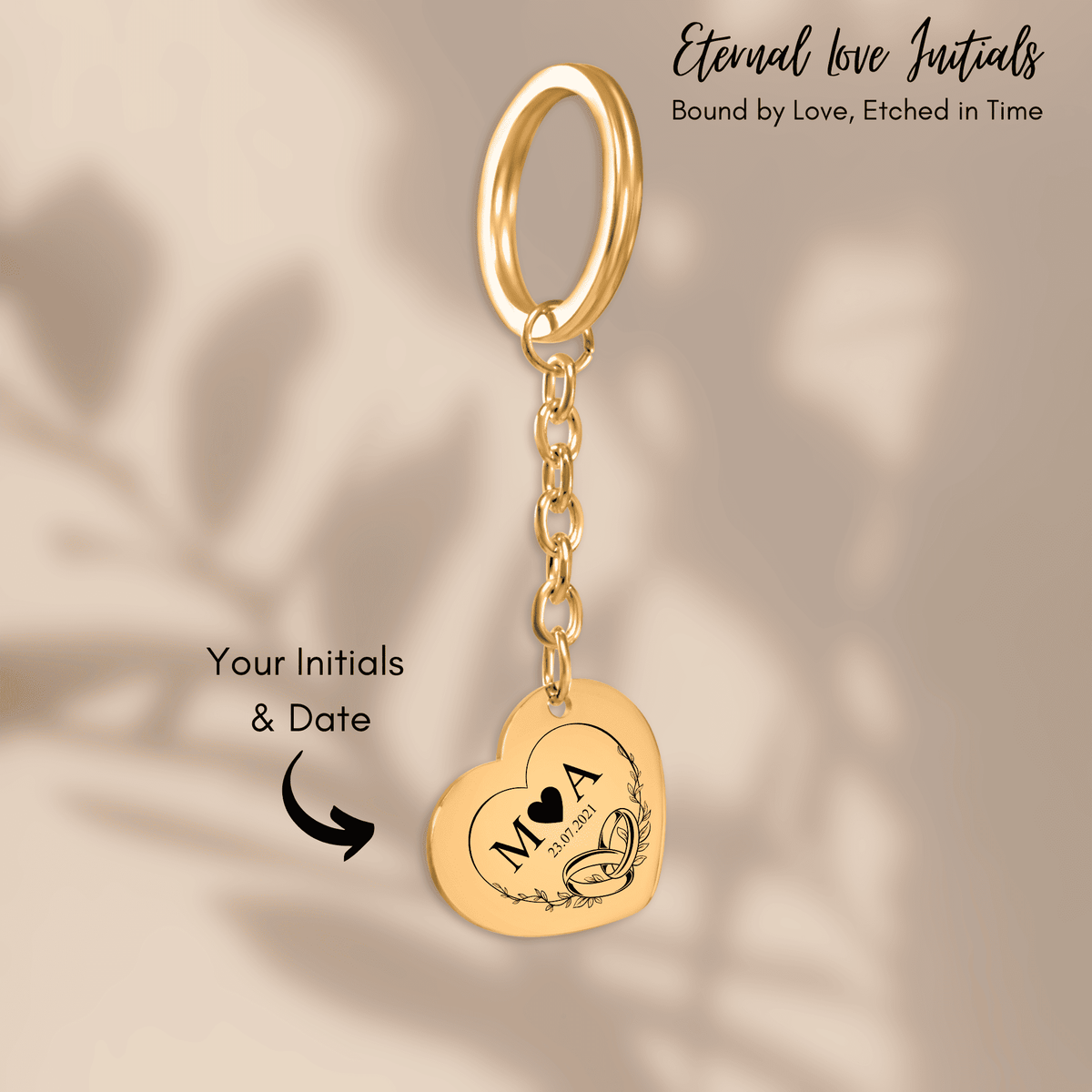 Porte-clés Initiales Entrelacées Personnalisé (Timeless Bond Coeur)