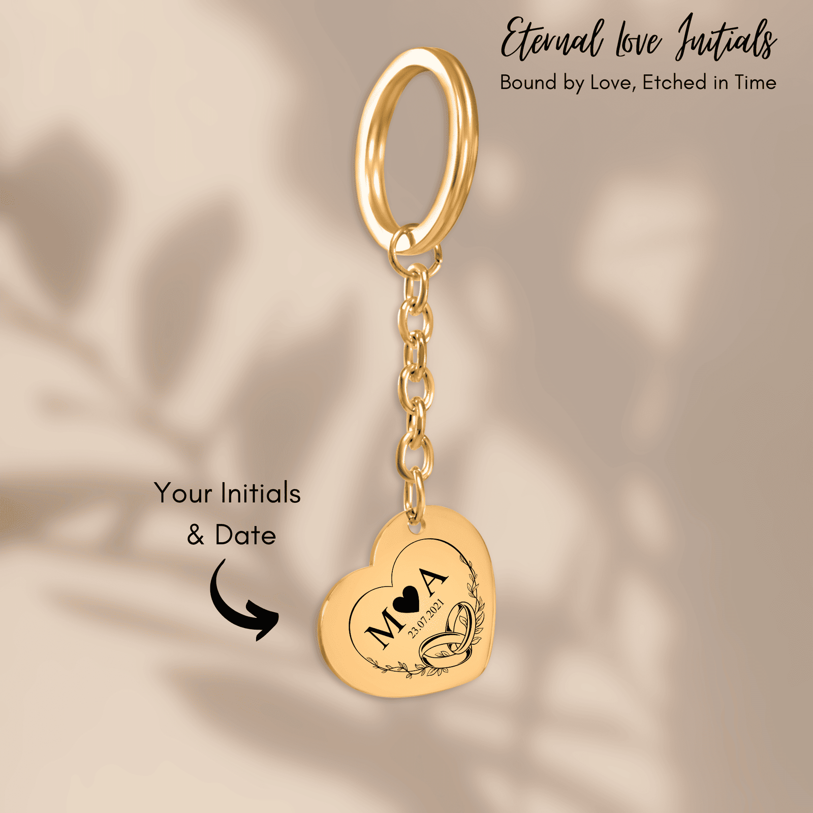 Porte-clés Initiales Entrelacées Personnalisé (Timeless Bond Coeur)