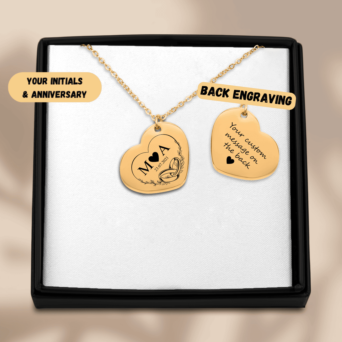 Collier Initiales Entrelacées Personnalisé (Timeless Bond Coeur)