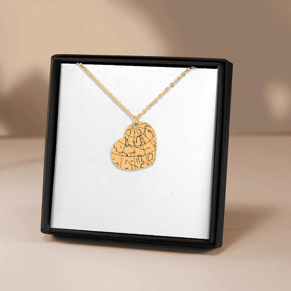 Collier Carte des Étoiles Personnalisé (Coeur)