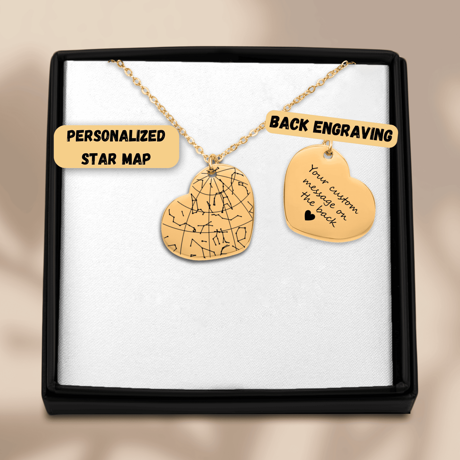 Collier Carte des Étoiles Personnalisé (Coeur)