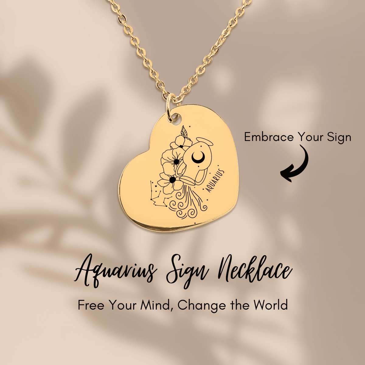 Collier Coeur Signe Astrologique Verseau