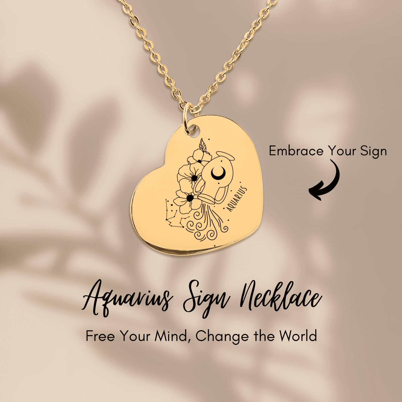 Collier Coeur Signe Astrologique Verseau