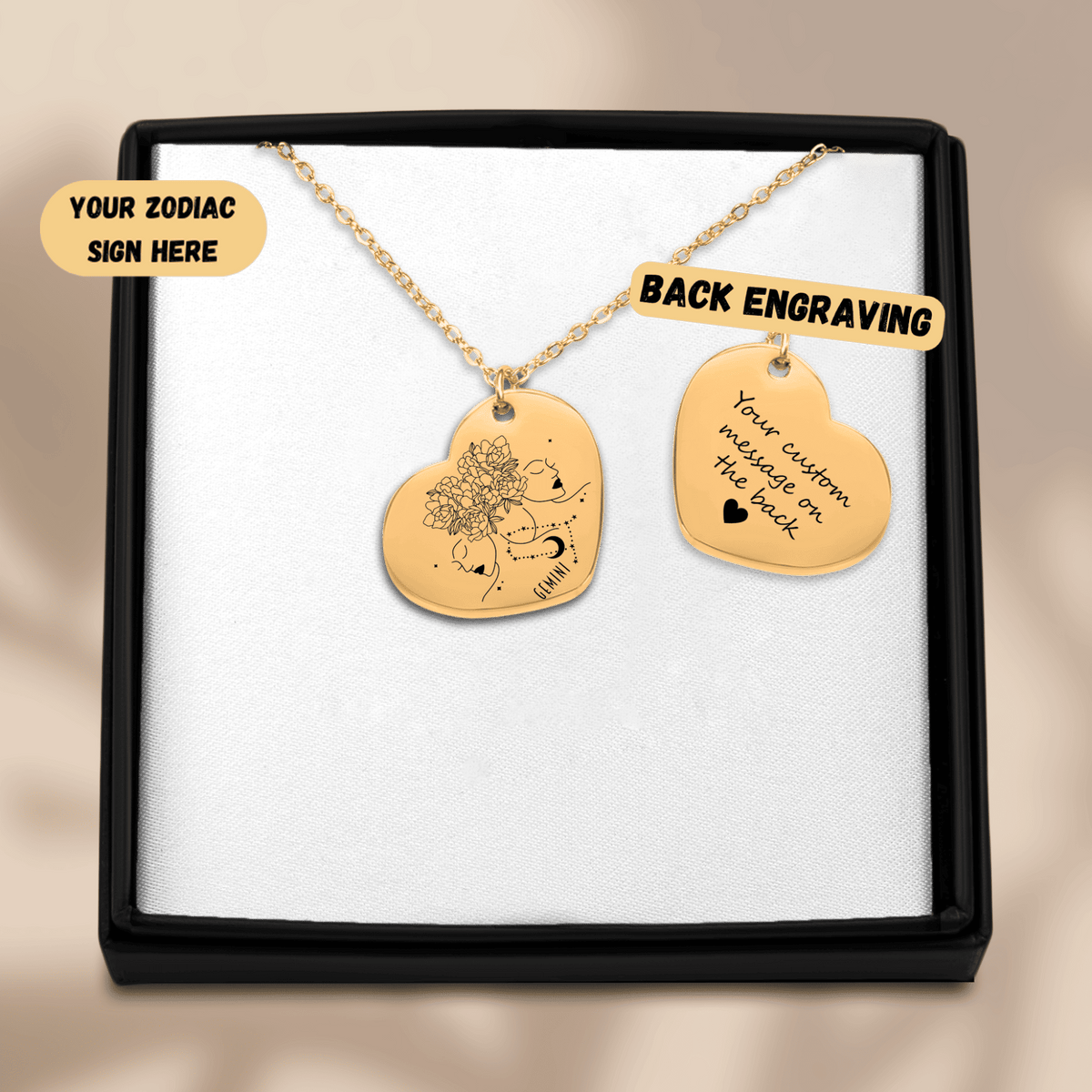 Collier Coeur Signe Astrologique Gémeaux