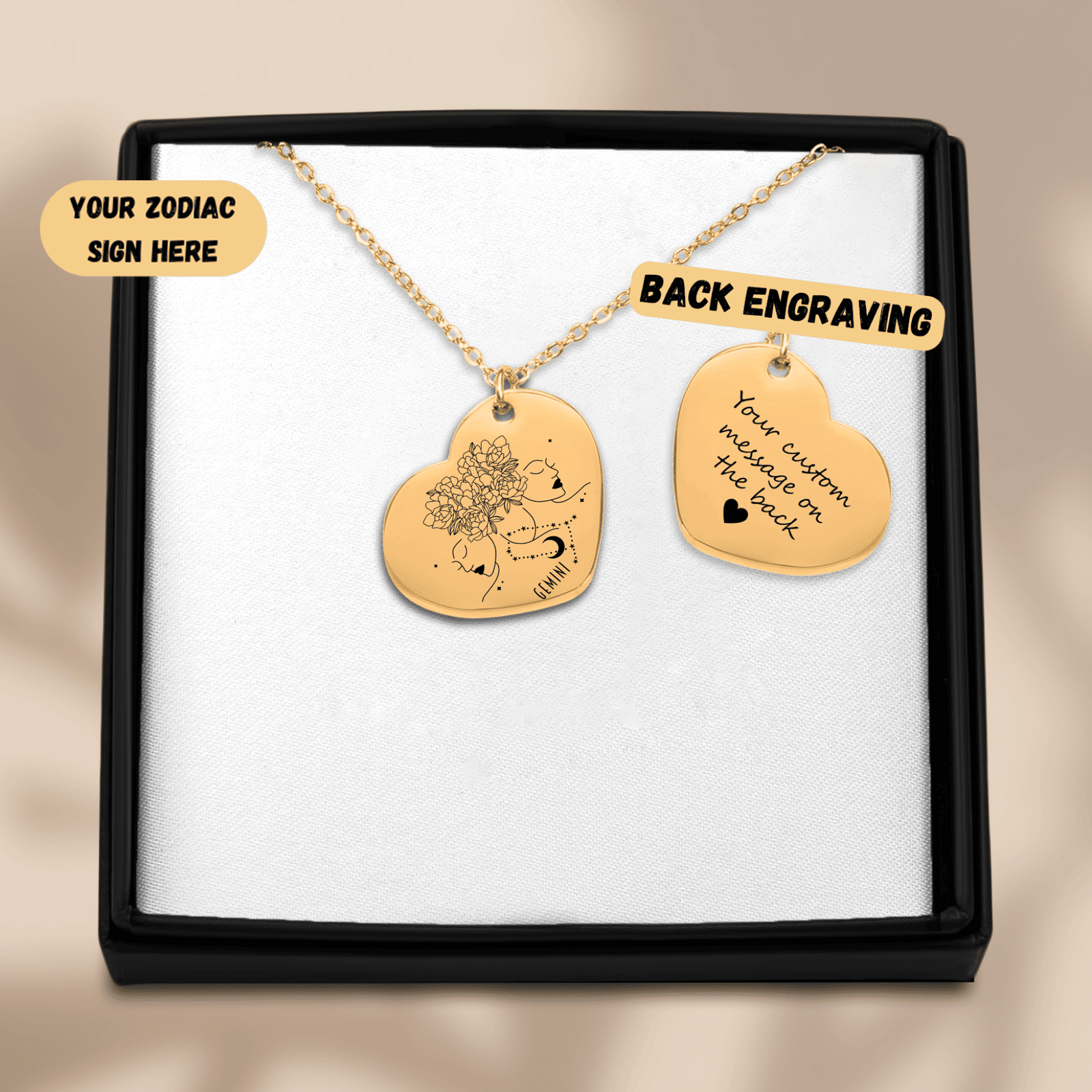 Collier Coeur Signe Astrologique Gémeaux