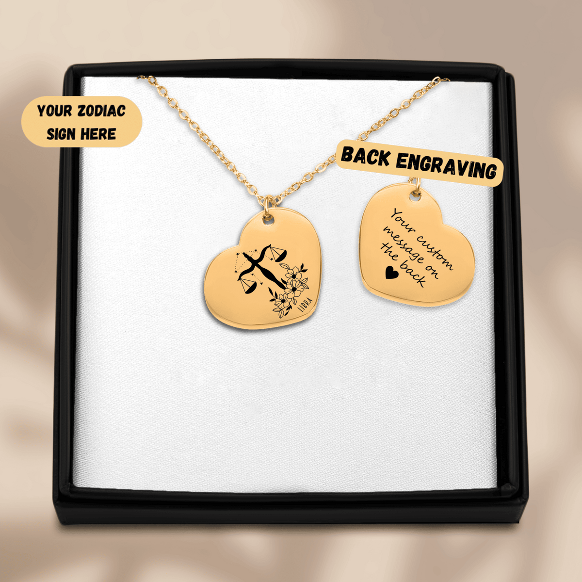 Collier Coeur Signe Astrologique Balance