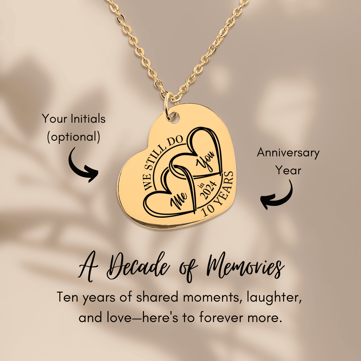 Collier Coeur Anniversaire de Mariage 10 ans (noces d'étain)