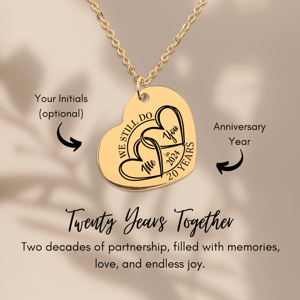 Collier Coeur Anniversaire de Mariage 20 ans (noces de porcelaine)