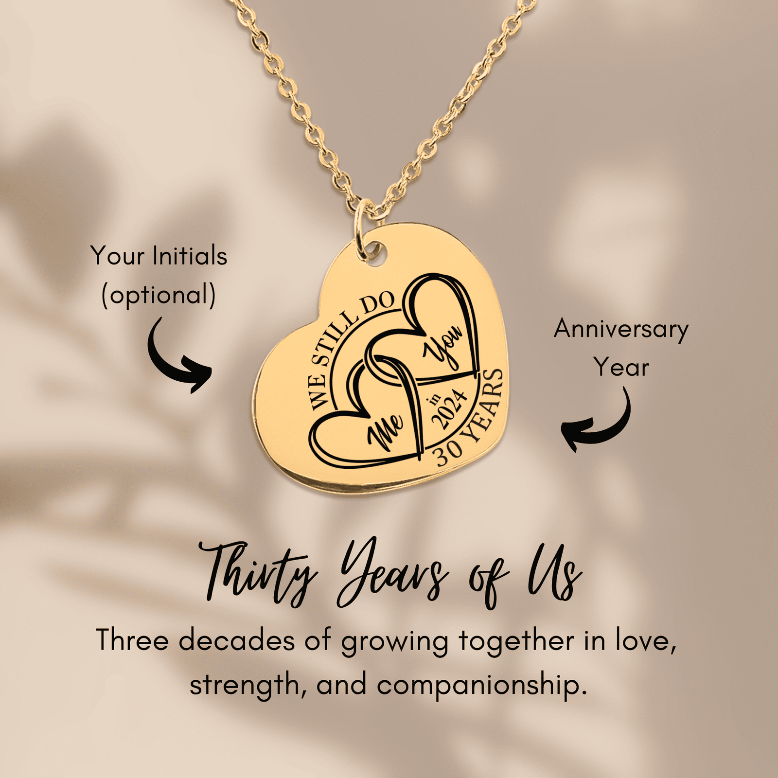 Collier Coeur Anniversaire de Mariage 30 ans