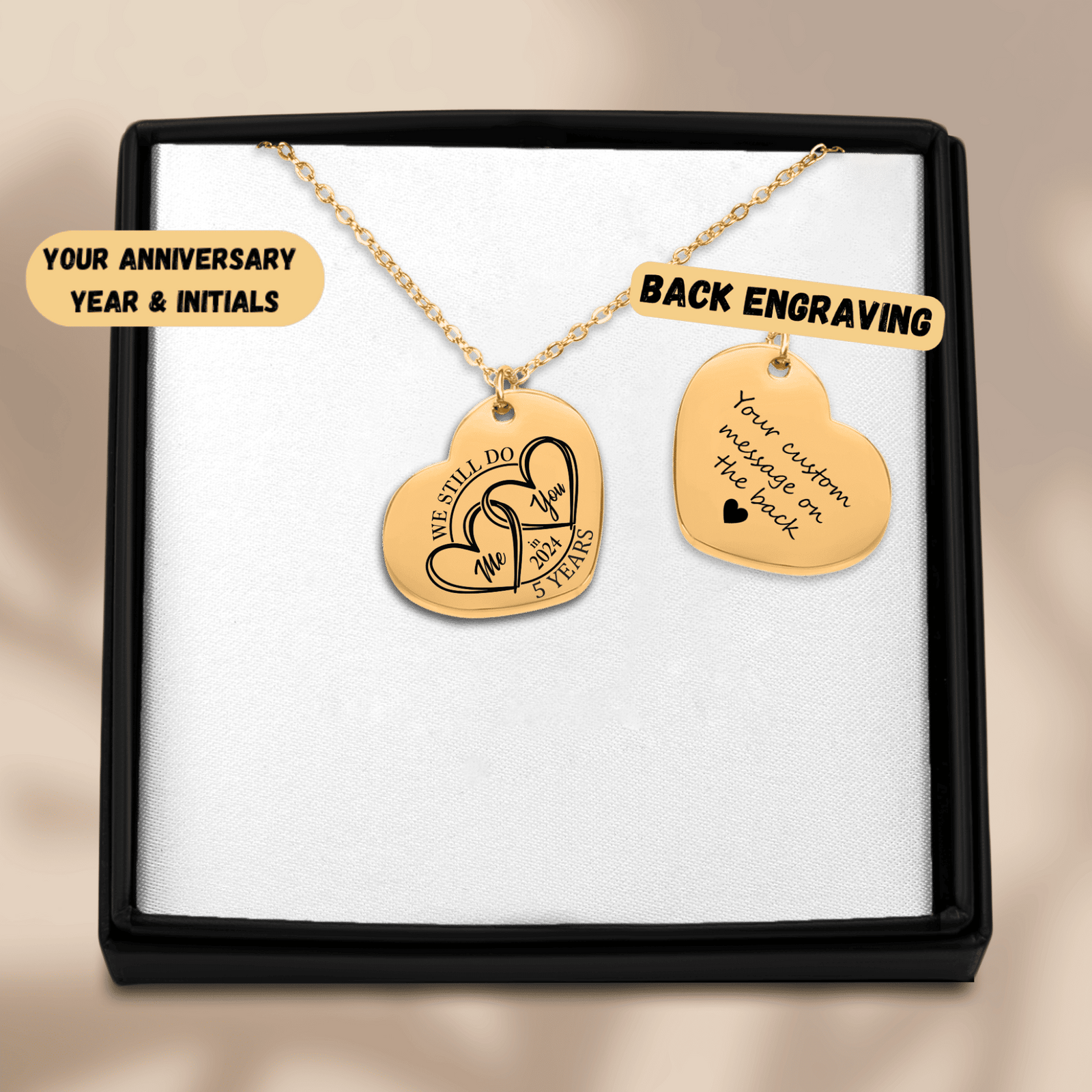 Collier Coeur Anniversaire de Mariage 5 ans (noces de bois)