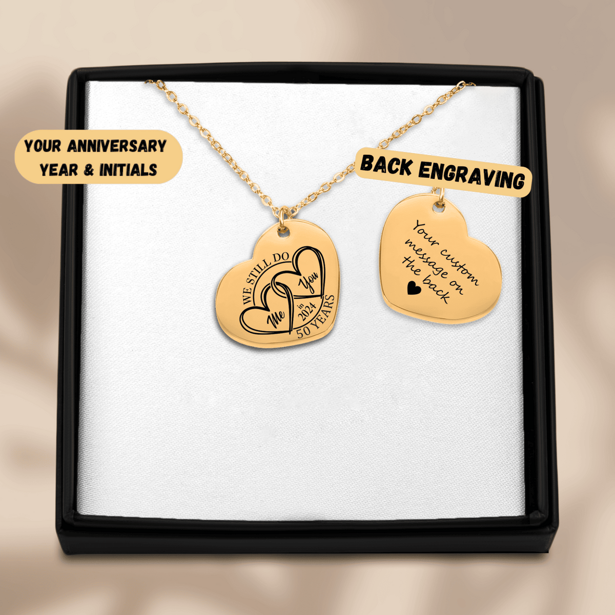 Collier Coeur Anniversaire de Mariage 50 ans (noces d'or)