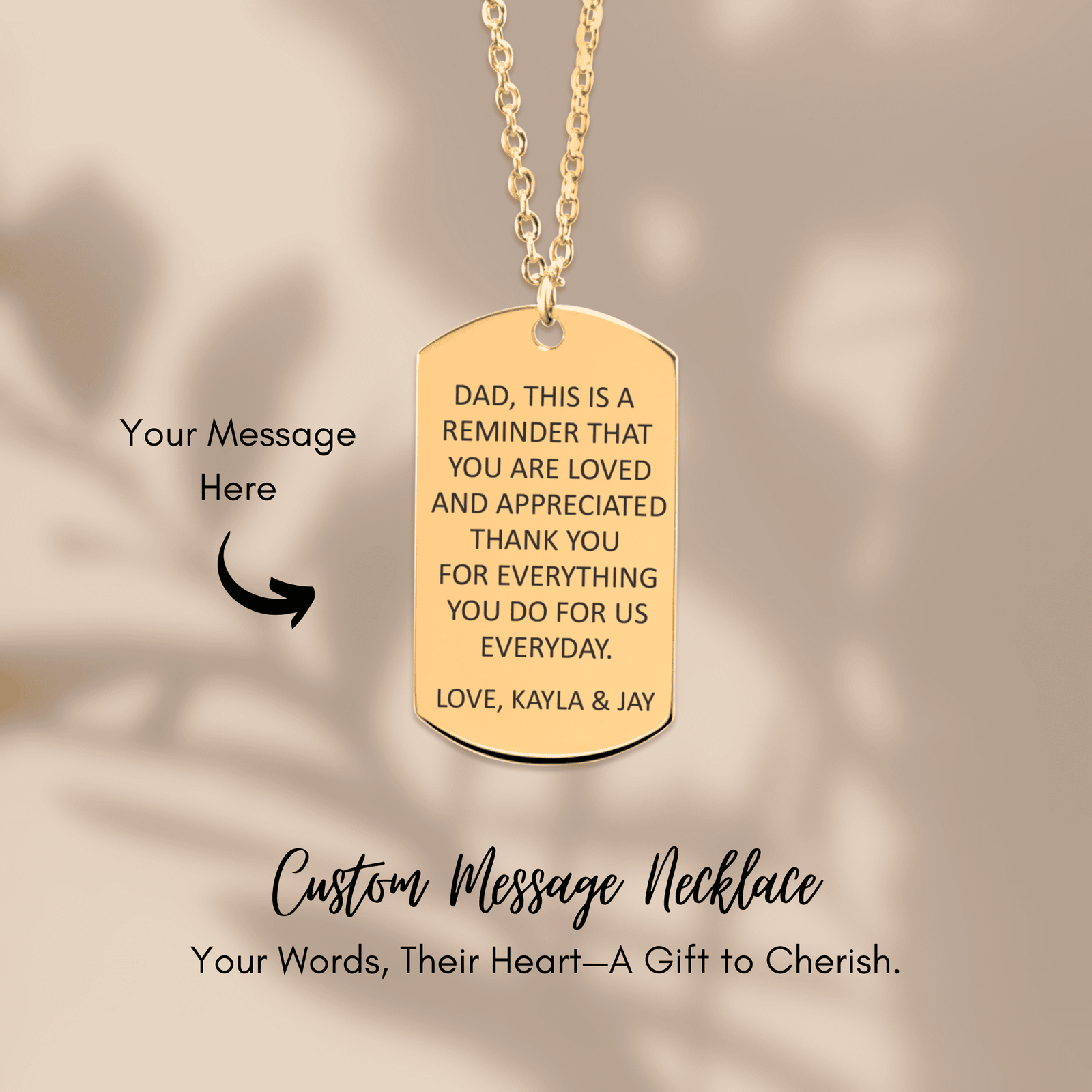 Collier Message Personnalisé Gravé